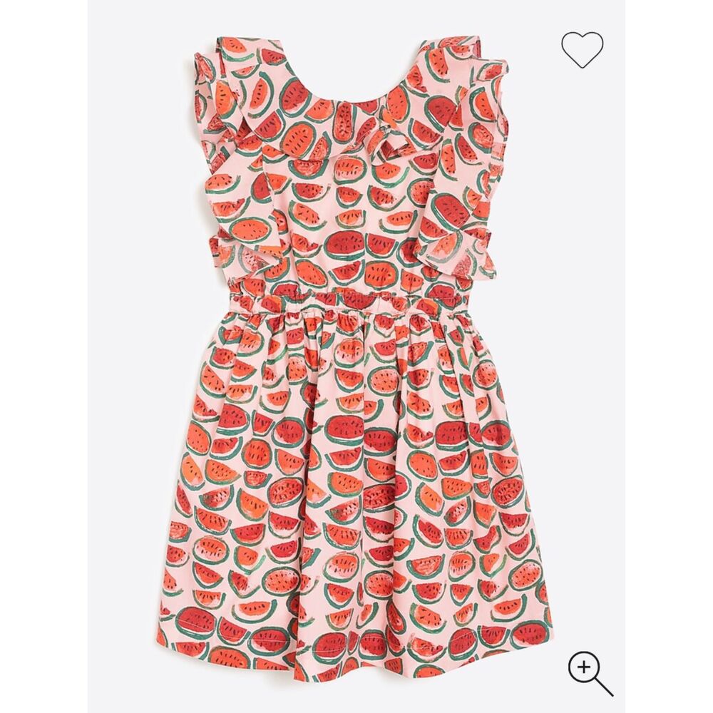Crewcuts Watermelon Ruffle Back Sleeveless Girls Dress Sz 14 Pockets Novelty